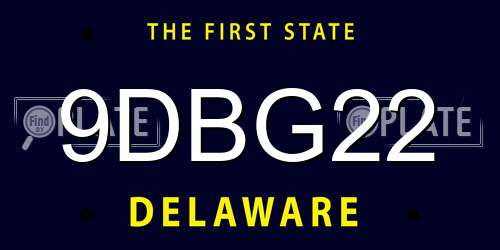 9DBG22 Delaware License Plate