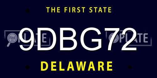 9DBG72 Delaware License Plate
