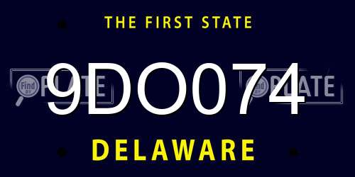9DO074 Delaware License Plate