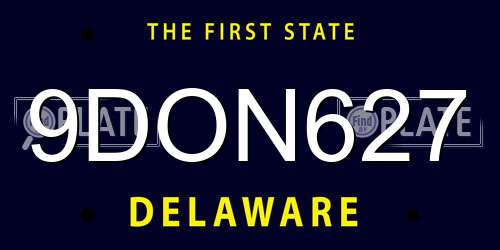 9DON627 Delaware License Plate