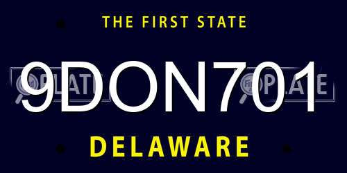 9DON701 Delaware License Plate