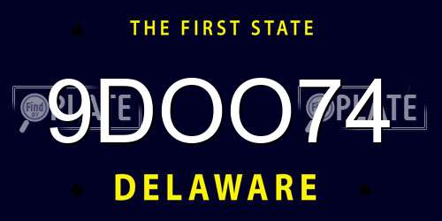 9DOO74 Delaware License Plate