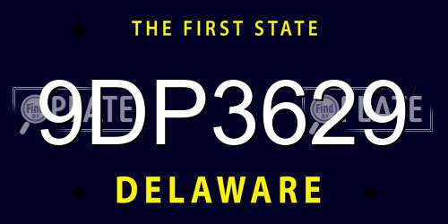 9DP3629 Delaware License Plate
