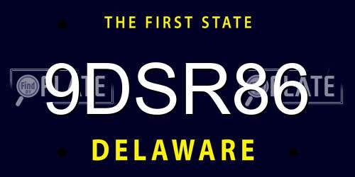 9DSR86 Delaware License Plate