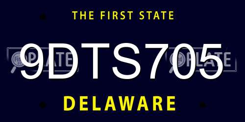 9DTS705 Delaware License Plate