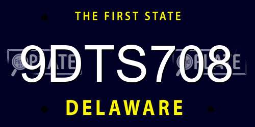 9DTS708 Delaware License Plate