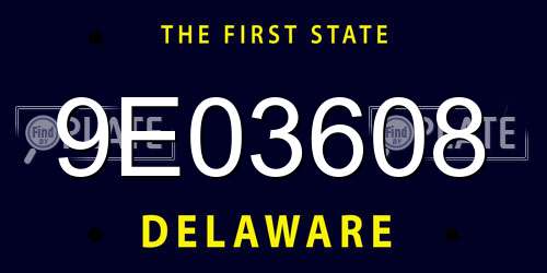 9E03608 Delaware License Plate