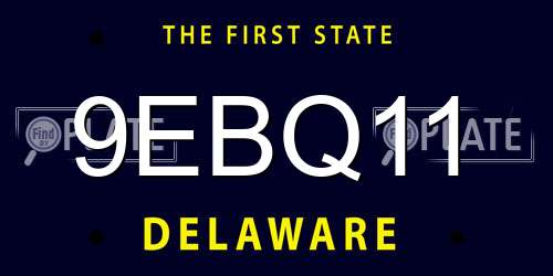 9EBQ11 Delaware License Plate