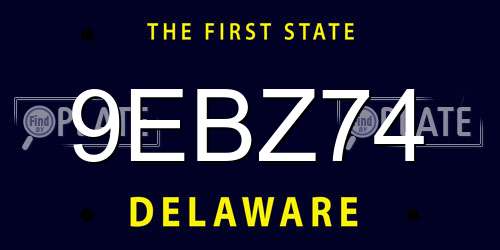 9EBZ74 Delaware License Plate