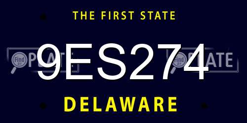 9ES274 Delaware License Plate