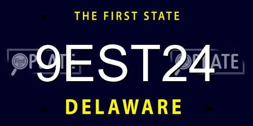 9EST24 Delaware License Plate
