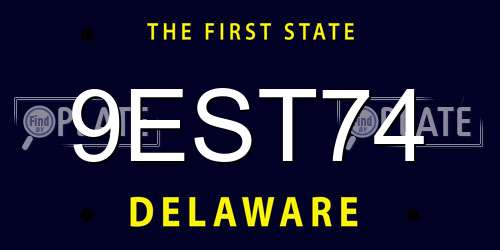 9EST74 Delaware License Plate