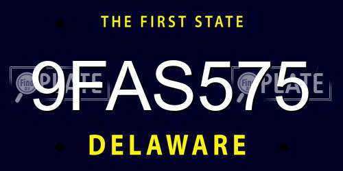 9FAS575 Delaware License Plate
