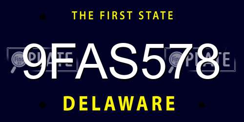 9FAS578 Delaware License Plate