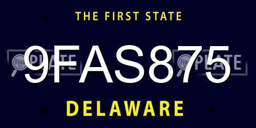 9FAS875 Delaware License Plate