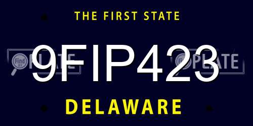 9FIP423 Delaware License Plate