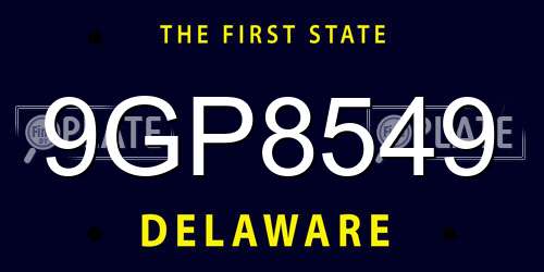 9GP8549 Delaware License Plate