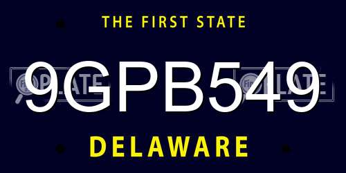 9GPB549 Delaware License Plate