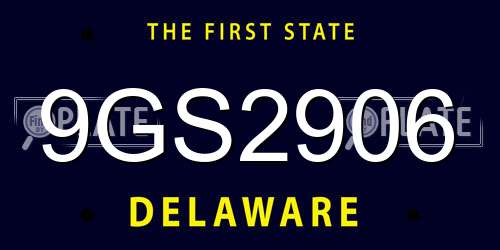 9GS2906 Delaware License Plate
