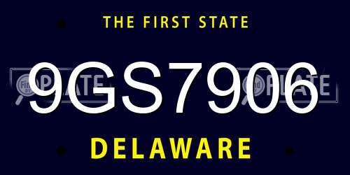 9GS7906 Delaware License Plate