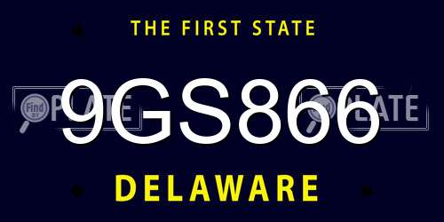 9GS866 Delaware License Plate
