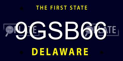 9GSB66 Delaware License Plate