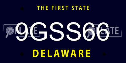 9GSS66 Delaware License Plate