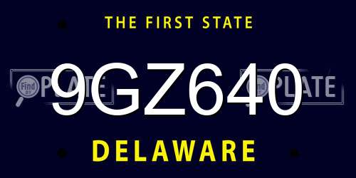 9GZ640 Delaware License Plate