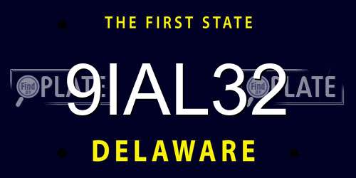 9IAL32 Delaware License Plate