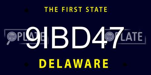 9IBD47 Delaware License Plate