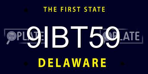 9IBT59 Delaware License Plate
