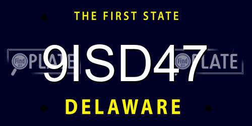 9ISD47 Delaware License Plate