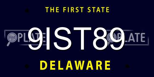 9IST89 Delaware License Plate