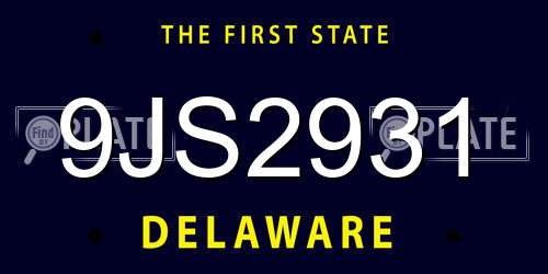 9JS2931 Delaware License Plate
