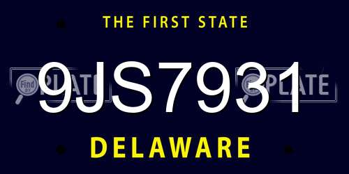 9JS7931 Delaware License Plate