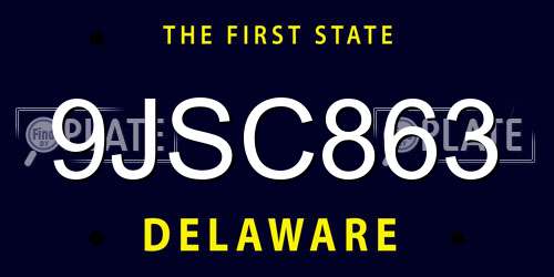 9JSC863 Delaware License Plate