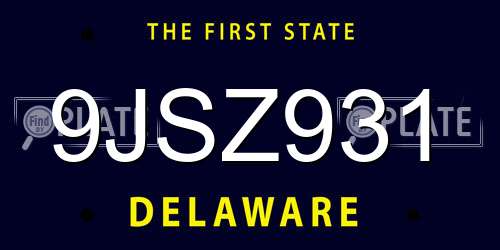 9JSZ931 Delaware License Plate