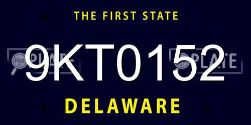9KT0152 Delaware License Plate