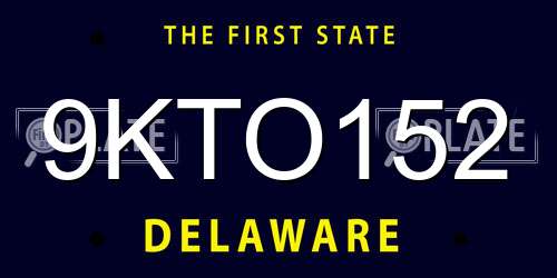 9KTO152 Delaware License Plate
