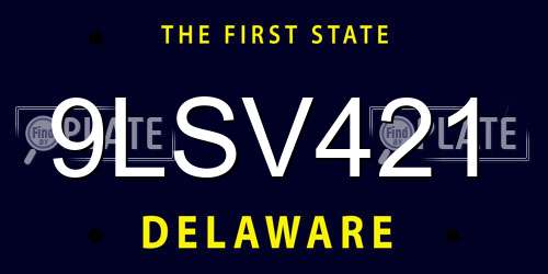9LSV421 Delaware License Plate