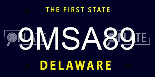 9MSA89 Delaware License Plate