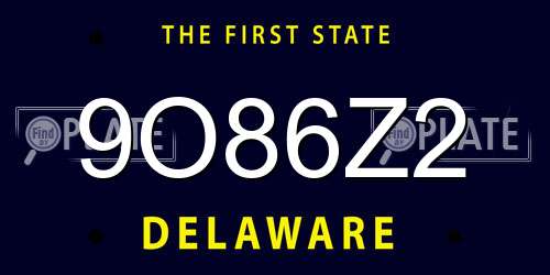 9O86Z2 Delaware License Plate