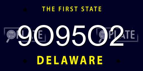 9O95O2 Delaware License Plate