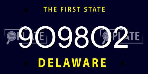 9O98O2 Delaware License Plate