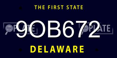 9OB672 Delaware License Plate