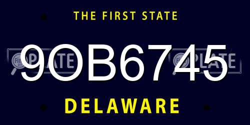 9OB6745 Delaware License Plate
