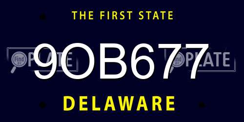 9OB677 Delaware License Plate
