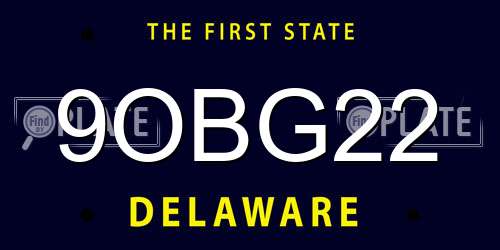 9OBG22 Delaware License Plate