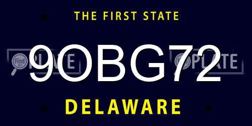 9OBG72 Delaware License Plate