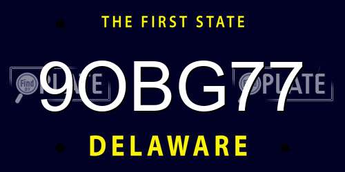 9OBG77 Delaware License Plate